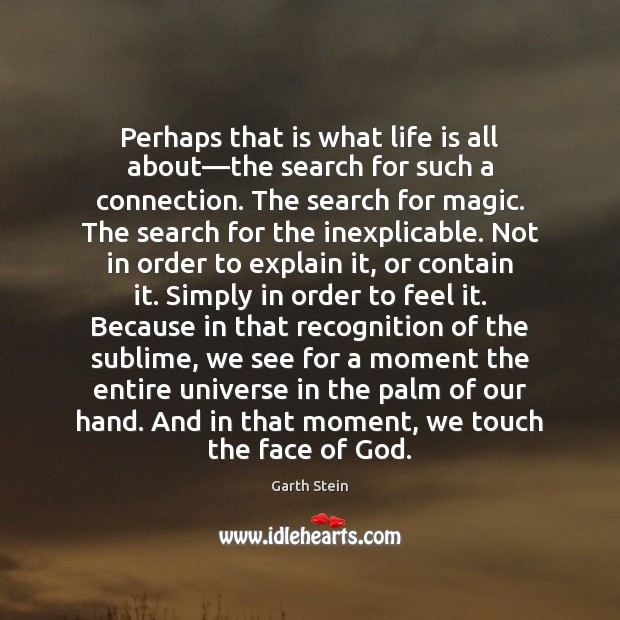 Perhaps that is what life is all about—the search for such Garth Stein Picture Quote