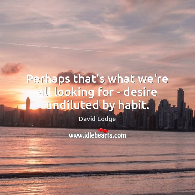 Perhaps that’s what we’re all looking for – desire undiluted by habit. David Lodge Picture Quote