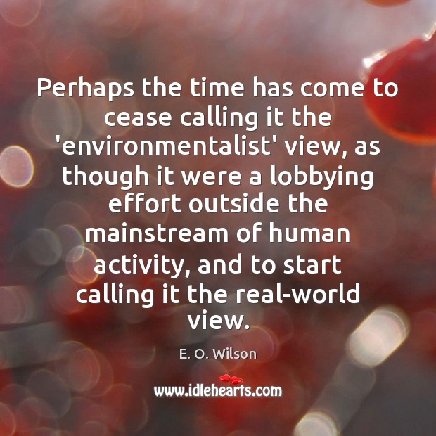 Perhaps the time has come to cease calling it the ‘environmentalist’ view, E. O. Wilson Picture Quote