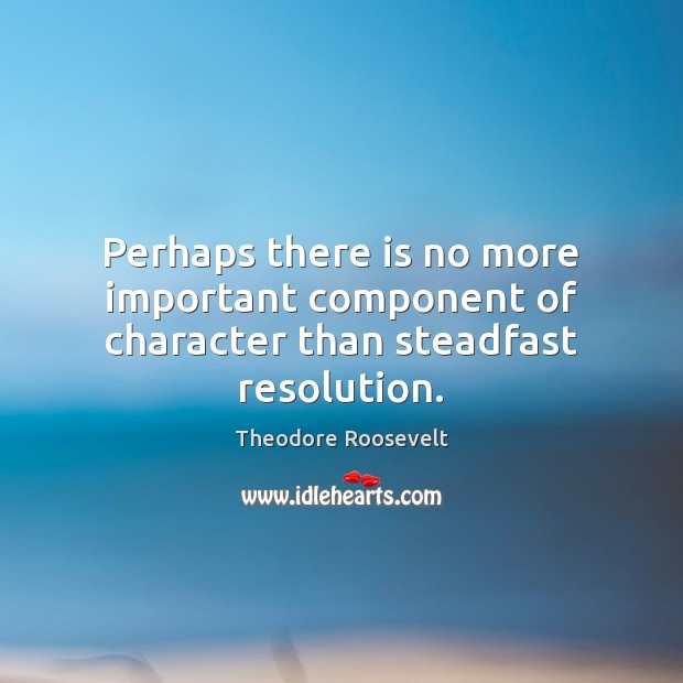 Perhaps there is no more important component of character than steadfast resolution. Theodore Roosevelt Picture Quote