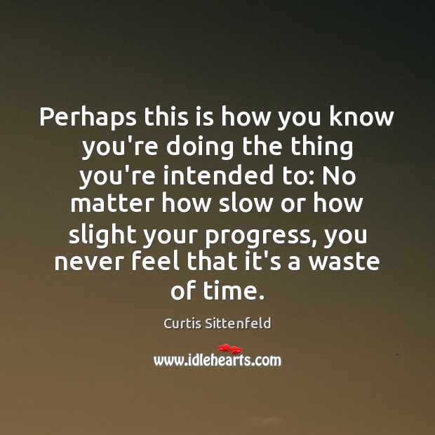 Perhaps this is how you know you’re doing the thing you’re intended Curtis Sittenfeld Picture Quote