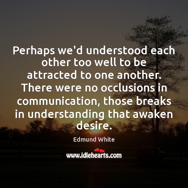 Perhaps we’d understood each other too well to be attracted to one Edmund White Picture Quote