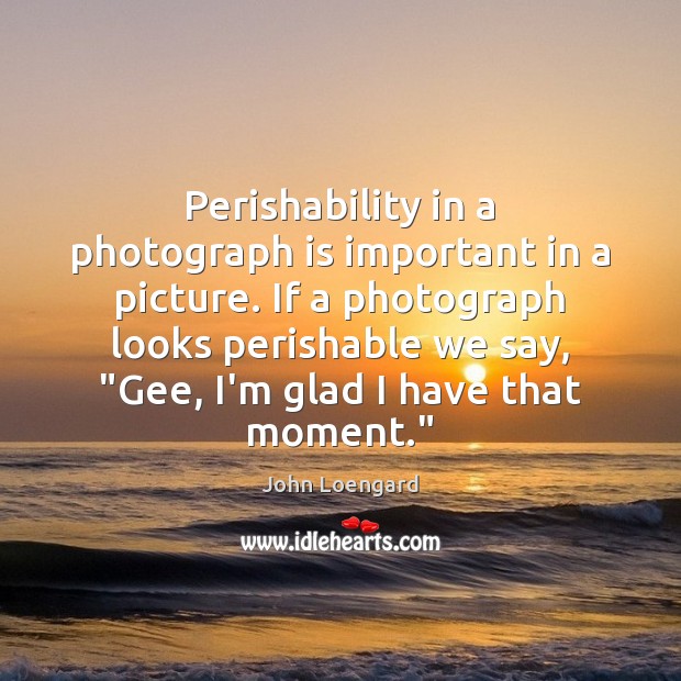 Perishability in a photograph is important in a picture. If a photograph Image