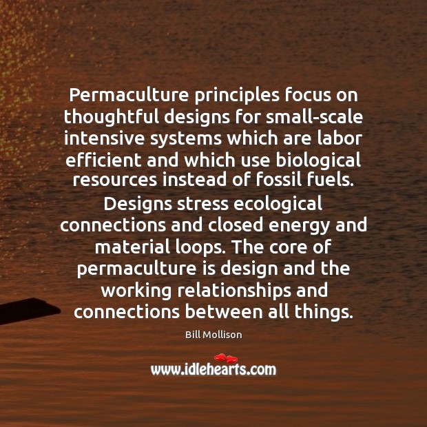 Permaculture principles focus on thoughtful designs for small-scale intensive systems which are Design Quotes Image
