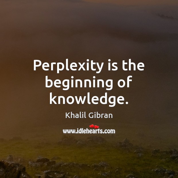 Perplexity is the beginning of knowledge. Khalil Gibran Picture Quote
