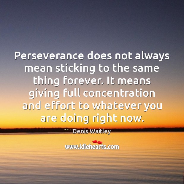 Perseverance does not always mean sticking to the same thing forever. It Denis Waitley Picture Quote
