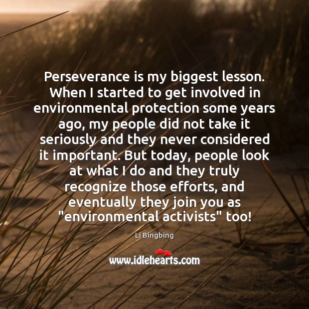 Perseverance is my biggest lesson. When I started to get involved in Perseverance Quotes Image