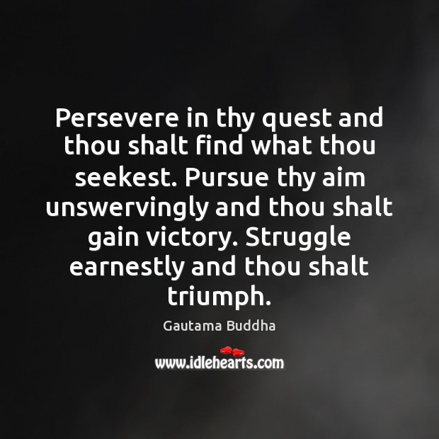 Persevere in thy quest and thou shalt find what thou seekest. Pursue Image