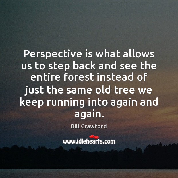 Perspective is what allows us to step back and see the entire Bill Crawford Picture Quote