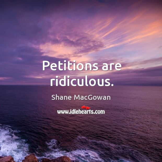 Petitions are ridiculous. Shane MacGowan Picture Quote
