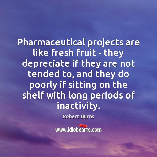 Pharmaceutical projects are like fresh fruit – they depreciate if they are Robert Burns Picture Quote