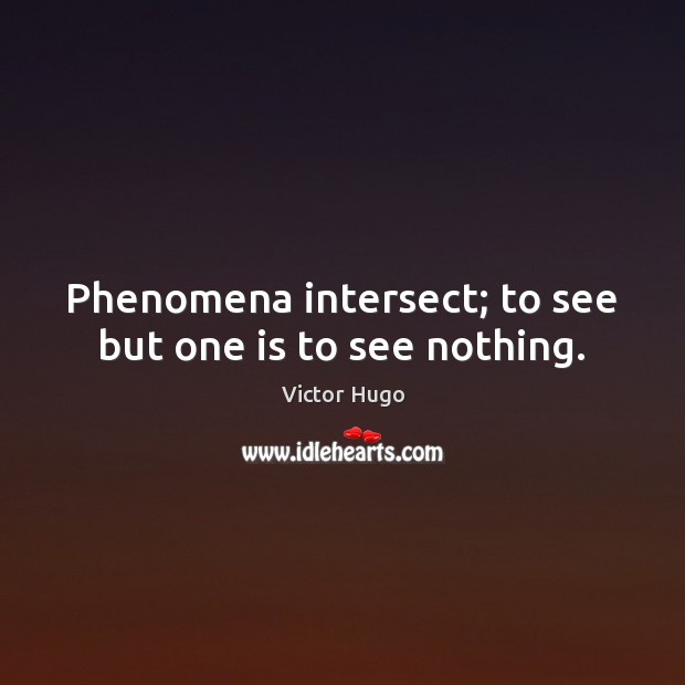 Phenomena intersect; to see but one is to see nothing. Victor Hugo Picture Quote