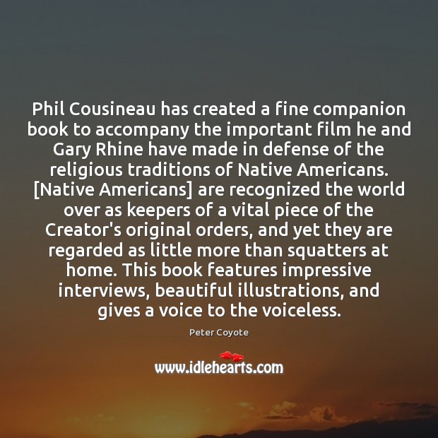 Phil Cousineau has created a fine companion book to accompany the important Image