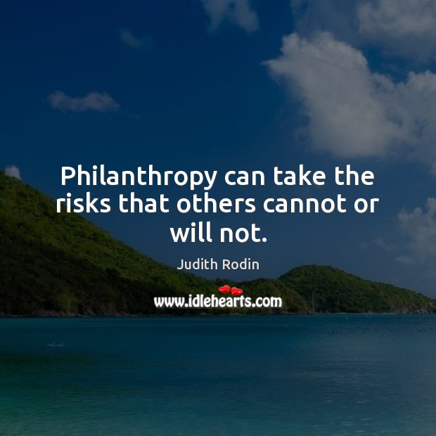 Philanthropy can take the risks that others cannot or will not. Image