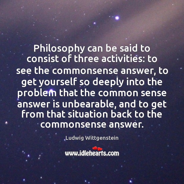Philosophy can be said to consist of three activities: to see the Image