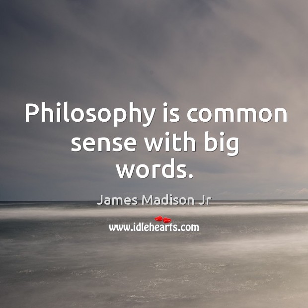 Philosophy is common sense with big words. James Madison Jr Picture Quote