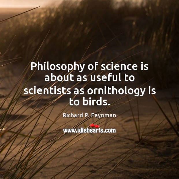 Philosophy of science is about as useful to scientists as ornithology is to birds. Richard P. Feynman Picture Quote