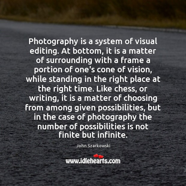 Photography is a system of visual editing. At bottom, it is a Image
