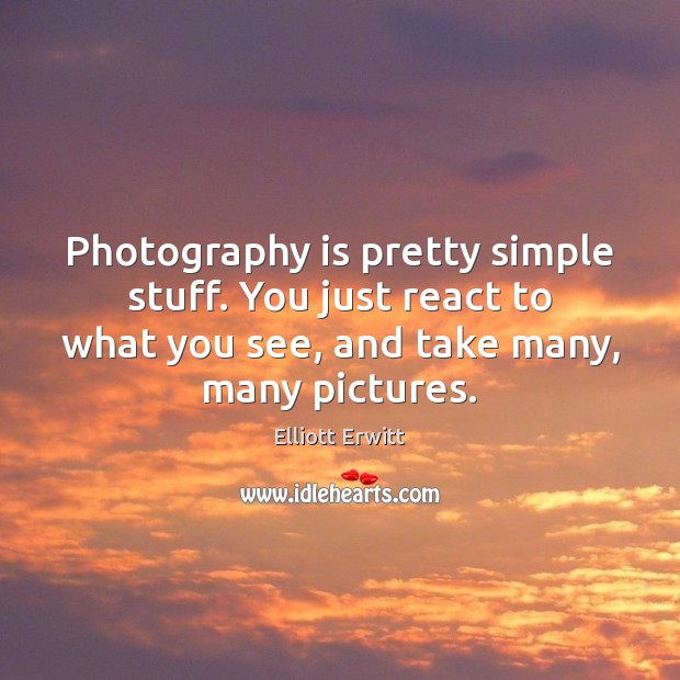 Photography is pretty simple stuff. You just react to what you see, Image