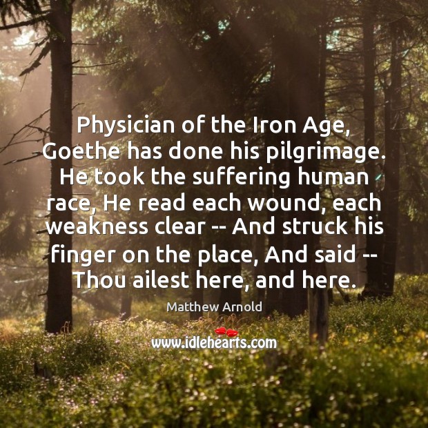 Physician of the Iron Age, Goethe has done his pilgrimage. He took Matthew Arnold Picture Quote