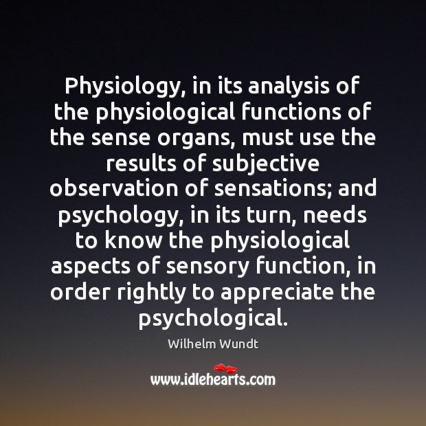 Physiology, in its analysis of the physiological functions of the sense organs, Image