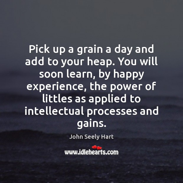 Pick up a grain a day and add to your heap. You John Seely Hart Picture Quote