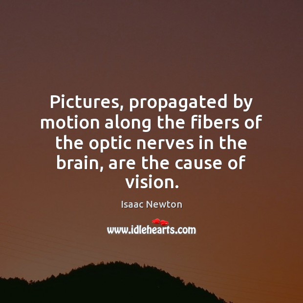 Pictures, propagated by motion along the fibers of the optic nerves in Isaac Newton Picture Quote