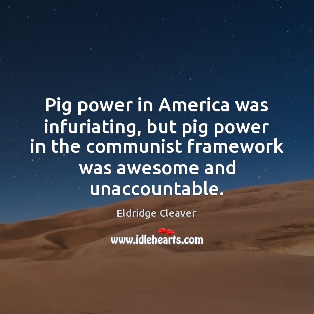 Pig power in America was infuriating, but pig power in the communist Eldridge Cleaver Picture Quote