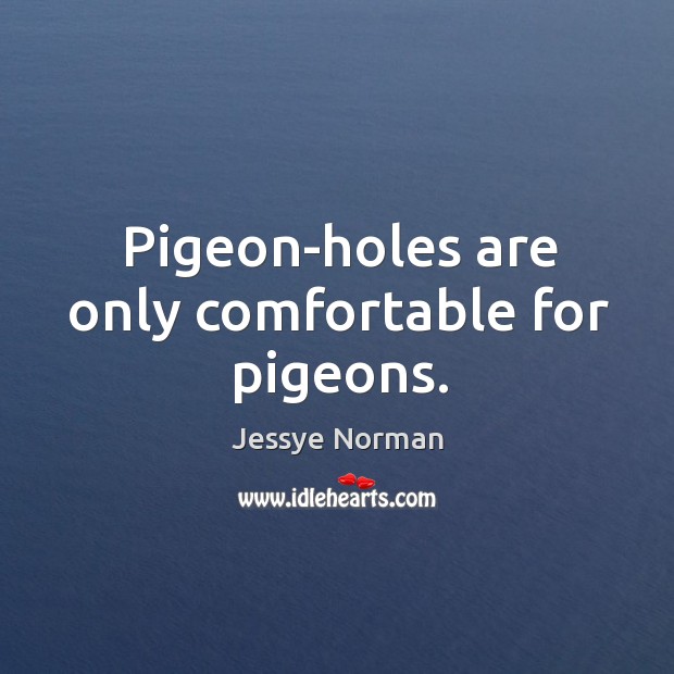 Pigeon-holes are only comfortable for pigeons. Jessye Norman Picture Quote