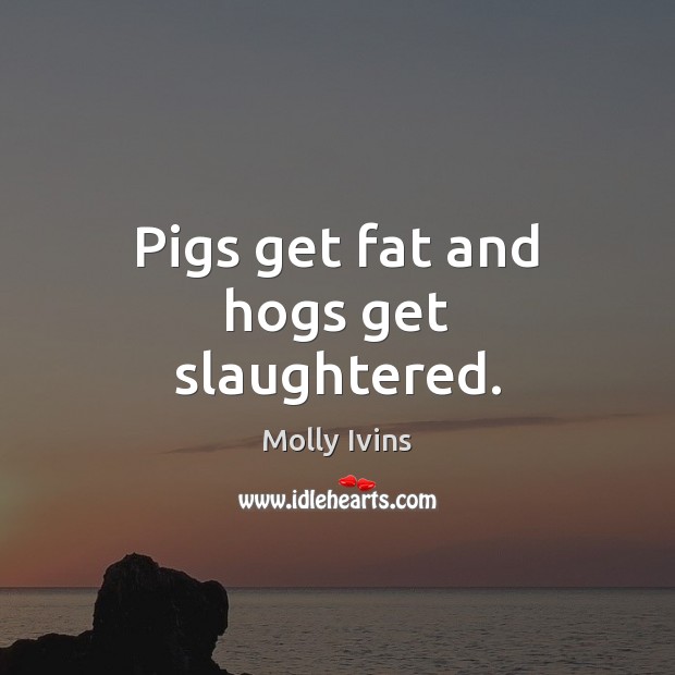 Pigs get fat and hogs get slaughtered. Molly Ivins Picture Quote