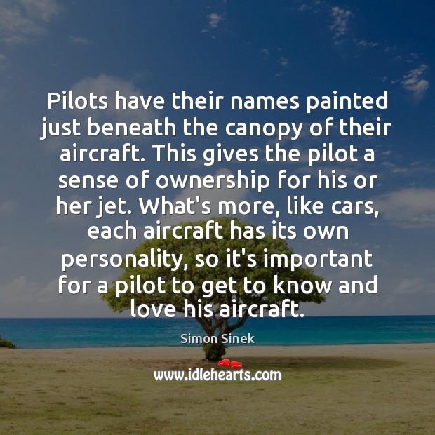 Pilots have their names painted just beneath the canopy of their aircraft. Simon Sinek Picture Quote