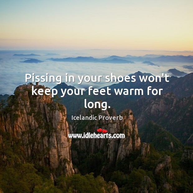 Pissing in your shoes won’t keep your feet warm for long. Icelandic Proverbs Image
