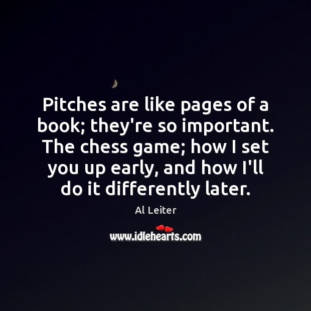 Pitches are like pages of a book; they’re so important. The chess Al Leiter Picture Quote