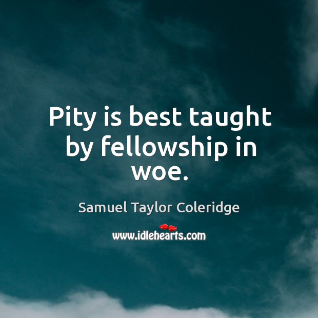 Pity is best taught by fellowship in woe. Image