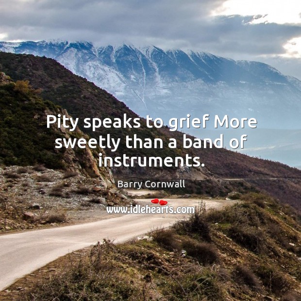 Pity speaks to grief more sweetly than a band of instruments. Barry Cornwall Picture Quote