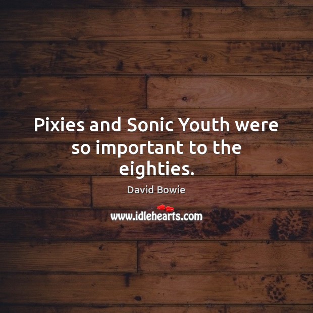 Pixies and Sonic Youth were so important to the eighties. David Bowie Picture Quote