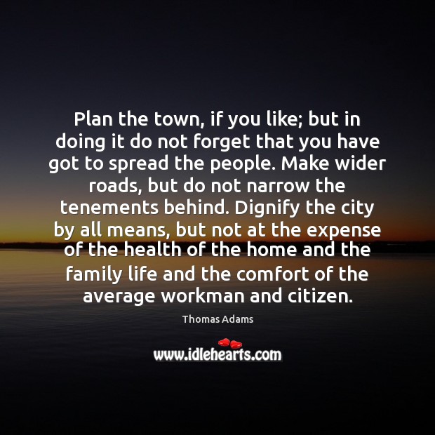 Plan the town, if you like; but in doing it do not Thomas Adams Picture Quote
