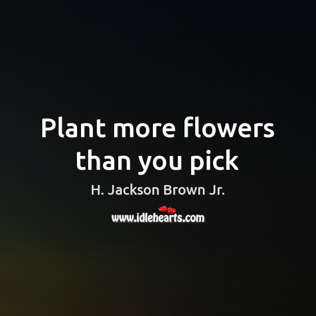 Plant more flowers than you pick H. Jackson Brown Jr. Picture Quote