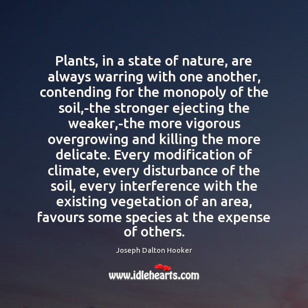 Plants, in a state of nature, are always warring with one another, Image