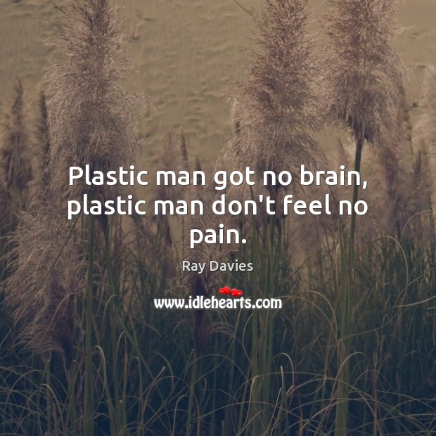 Plastic man got no brain, plastic man don’t feel no pain. Ray Davies Picture Quote