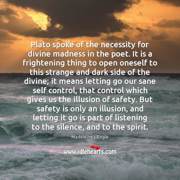 Plato spoke of the necessity for divine madness in the poet. It Safety Quotes Image