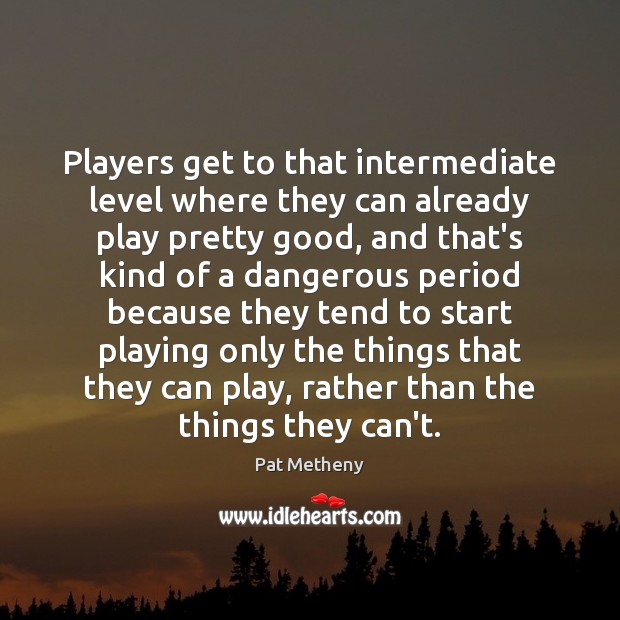 Players get to that intermediate level where they can already play pretty Pat Metheny Picture Quote