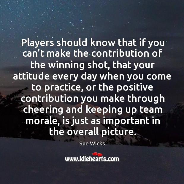 Players should know that if you can’t make the contribution of the winning shot Sue Wicks Picture Quote