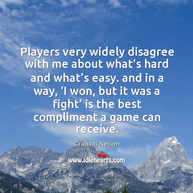 Players very widely disagree with me about what’s hard and what’s easy. Graham Nelson Picture Quote