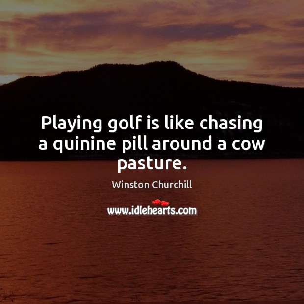Playing golf is like chasing a quinine pill around a cow pasture. Image