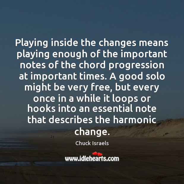 Playing inside the changes means playing enough of the important notes of Chuck Israels Picture Quote