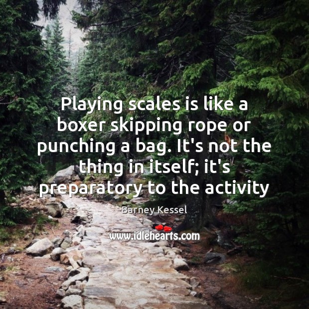 Playing scales is like a boxer skipping rope or punching a bag. Barney Kessel Picture Quote