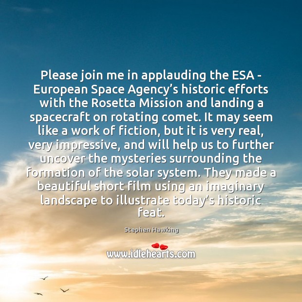 Please join me in applauding the ESA – European Space Agency’s Image
