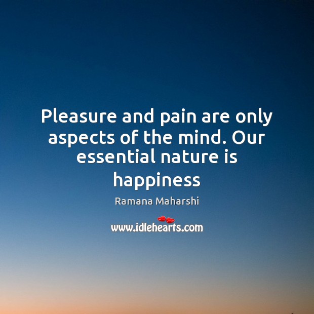 Pleasure and pain are only aspects of the mind. Our essential nature is happiness Image