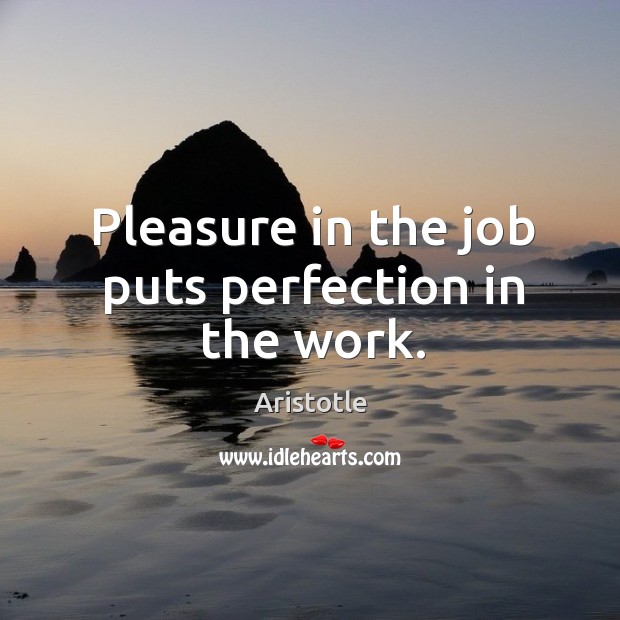 Pleasure in the job puts perfection in the work. Aristotle Picture Quote